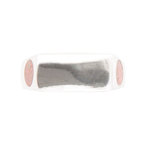 Signet Orange Sponge Coral and Sterling Silver In The Hole Ring
