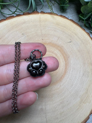 Silver Sheen Obsidian Paw Necklace
