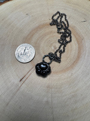 Silver Sheen Obsidian Paw Necklace