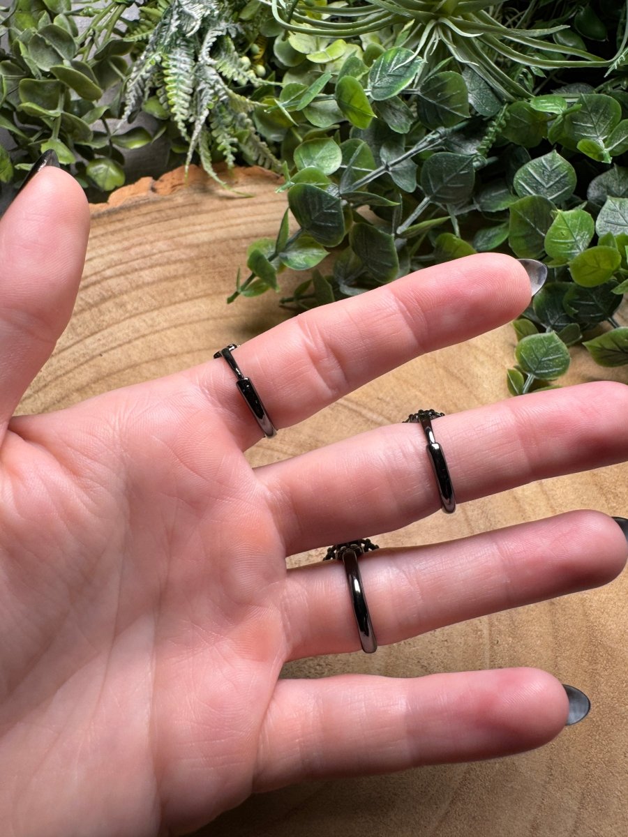 Silver Sheen Obsidian Ring Adjustable