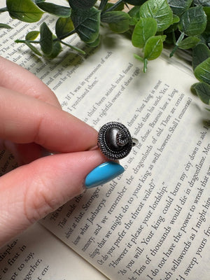 Silver Sheen Obsidian Snake Adjustable Ring