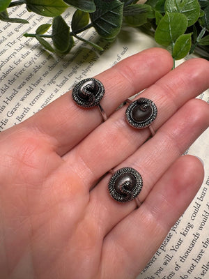Silver Sheen Obsidian Snake Adjustable Ring