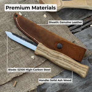 Sloyd Knife with Leather Sheath, 8 cm (3.15 inches)