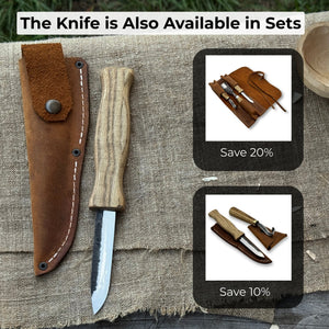 Sloyd Knife with Leather Sheath, 8 cm (3.15 inches)