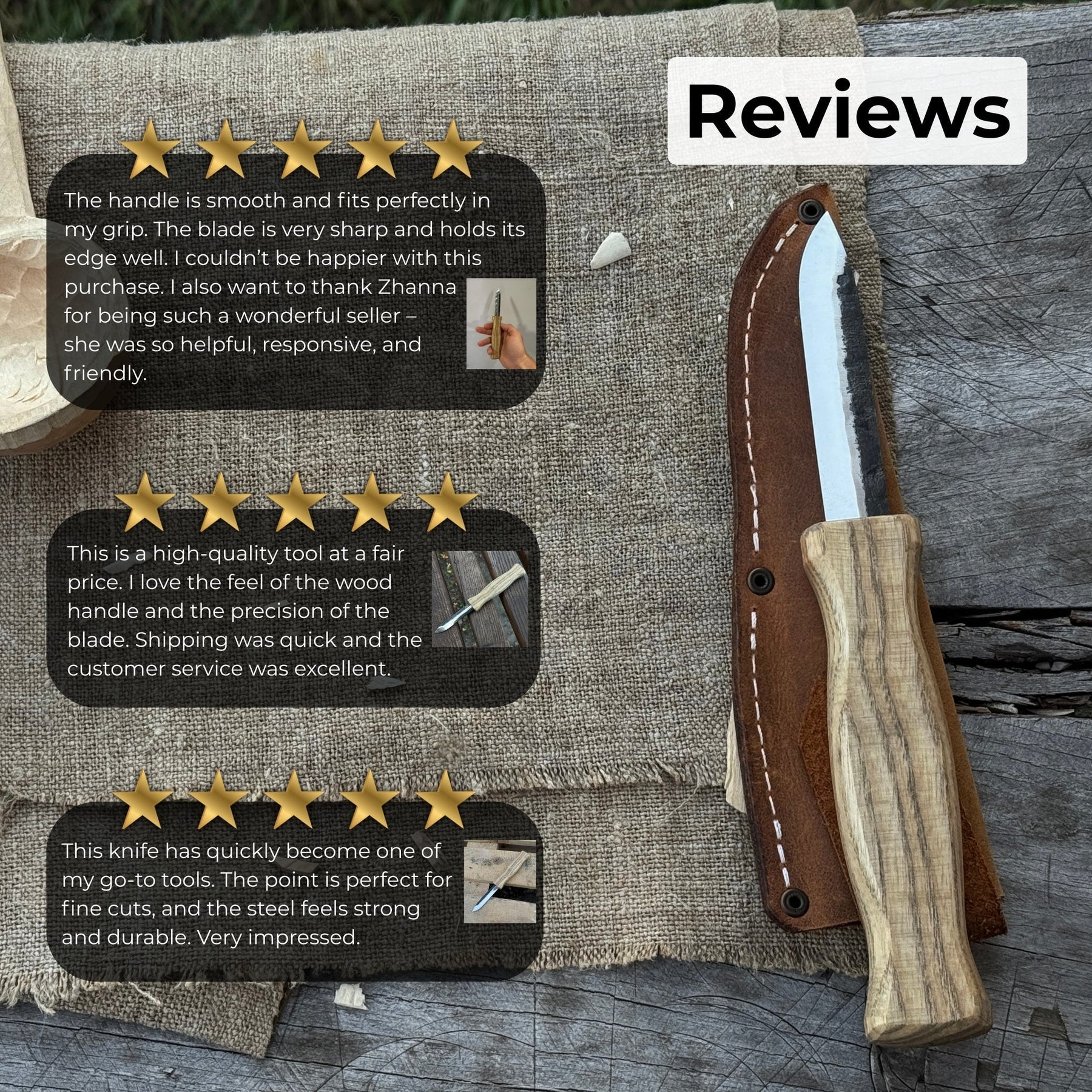 Sloyd Knife with Leather Sheath, 8 cm (3.15 inches)