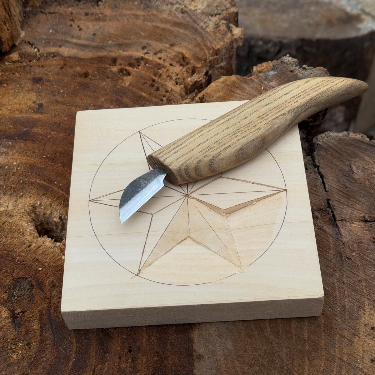 Small Linden Wood Carving Board with Pre-Drawn Pattern by Sharky Forged Steel Tools — view 12