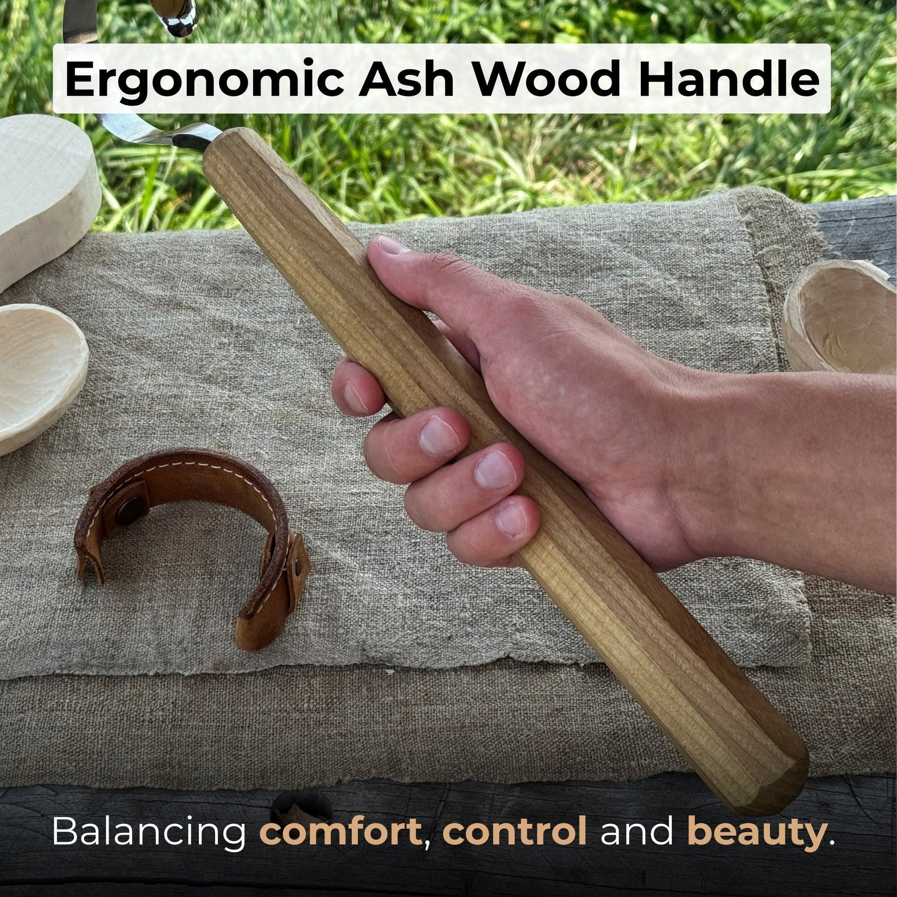 Small Spoon Carving Hook Knife with Octagonal Handle, 6 cm (2.36 inches)