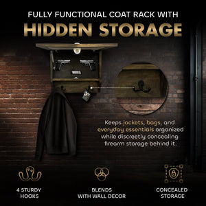 Deer Stream Buck Mountains Gun Concealment Furniture - Handcrafted Hidden Gun Storage Wall Decor - Hidden Safe Furniture with Magnetic Lock for Quick Access & Storage