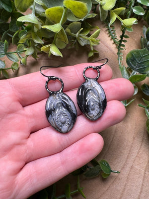 Snowflake Obsidian Yoni Earrings