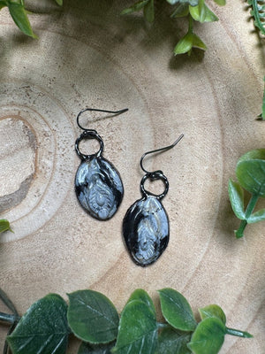 Snowflake Obsidian Yoni Earrings