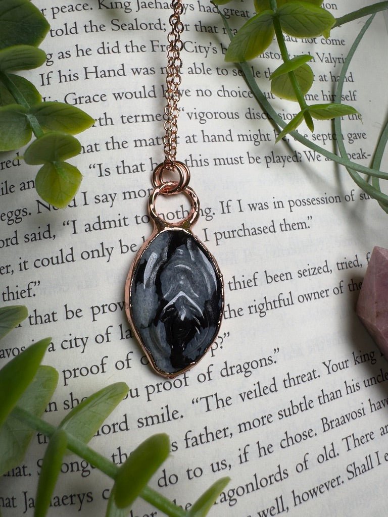 Snowflake Obsidian Yoni Necklace