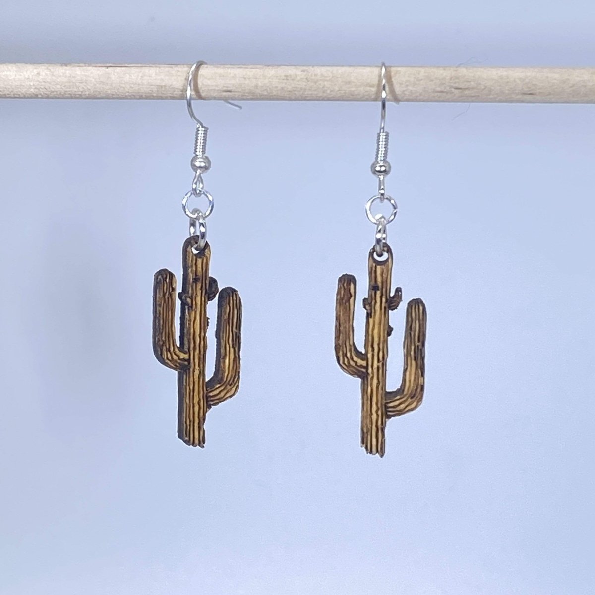 Saguaro Cactus Wooden Dangle Earrings | Southwestern Jewelry