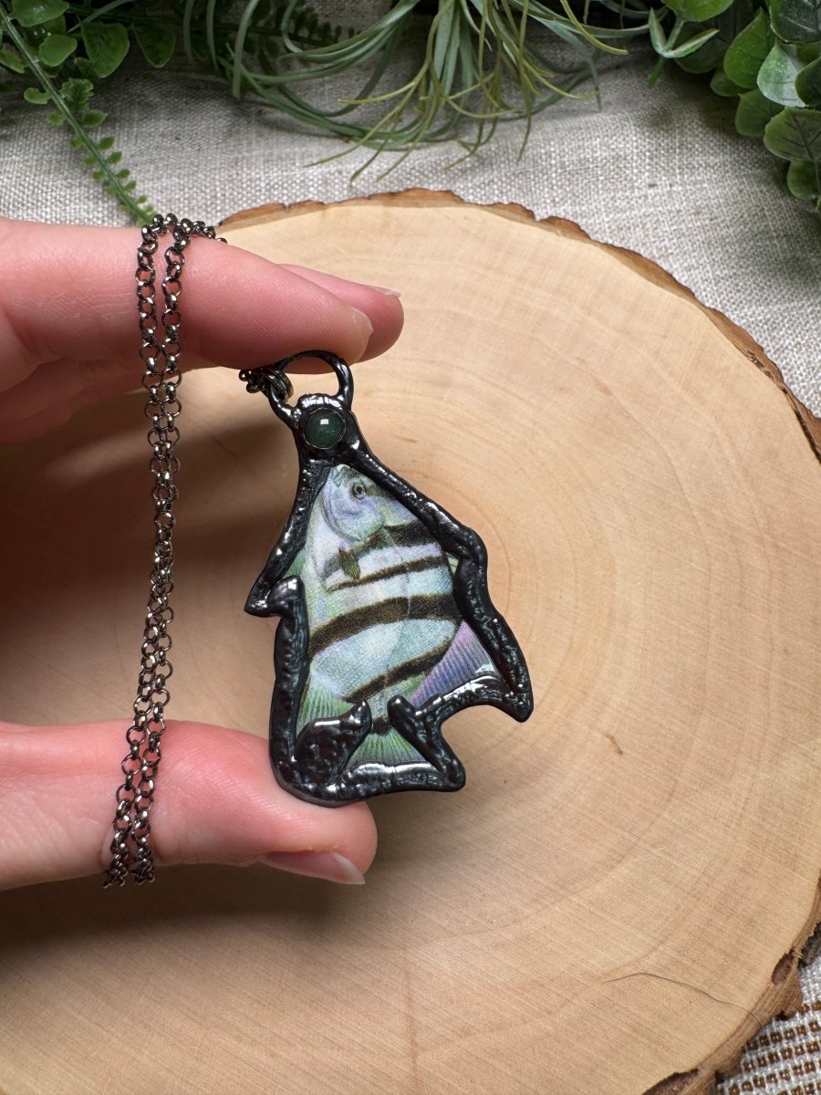 Spadefish and Green Aventurine Necklace