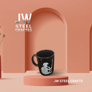 Spartan Warrior Mug | Black Ceramic Coffee Cup | JW SteelCrafts