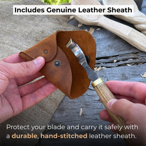 Spoon Carving Hook Knife, ⌀3 cm (1.2 inches) with Leather Case