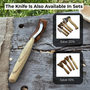Spoon Carving Hook Knife, ⌀6 cm (2.36 inches) with Leather Case