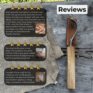 Spoon Carving Hook Knife – Long Curved Blade 7 cm (2.7 inches)