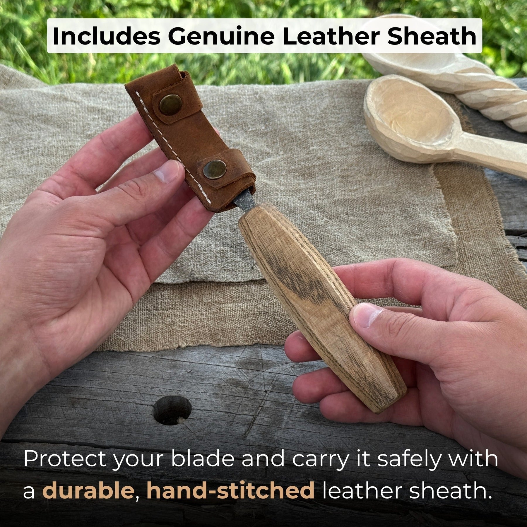 Spoon Carving Hook Knife – Long Curved Blade 7 cm (2.7 inches)