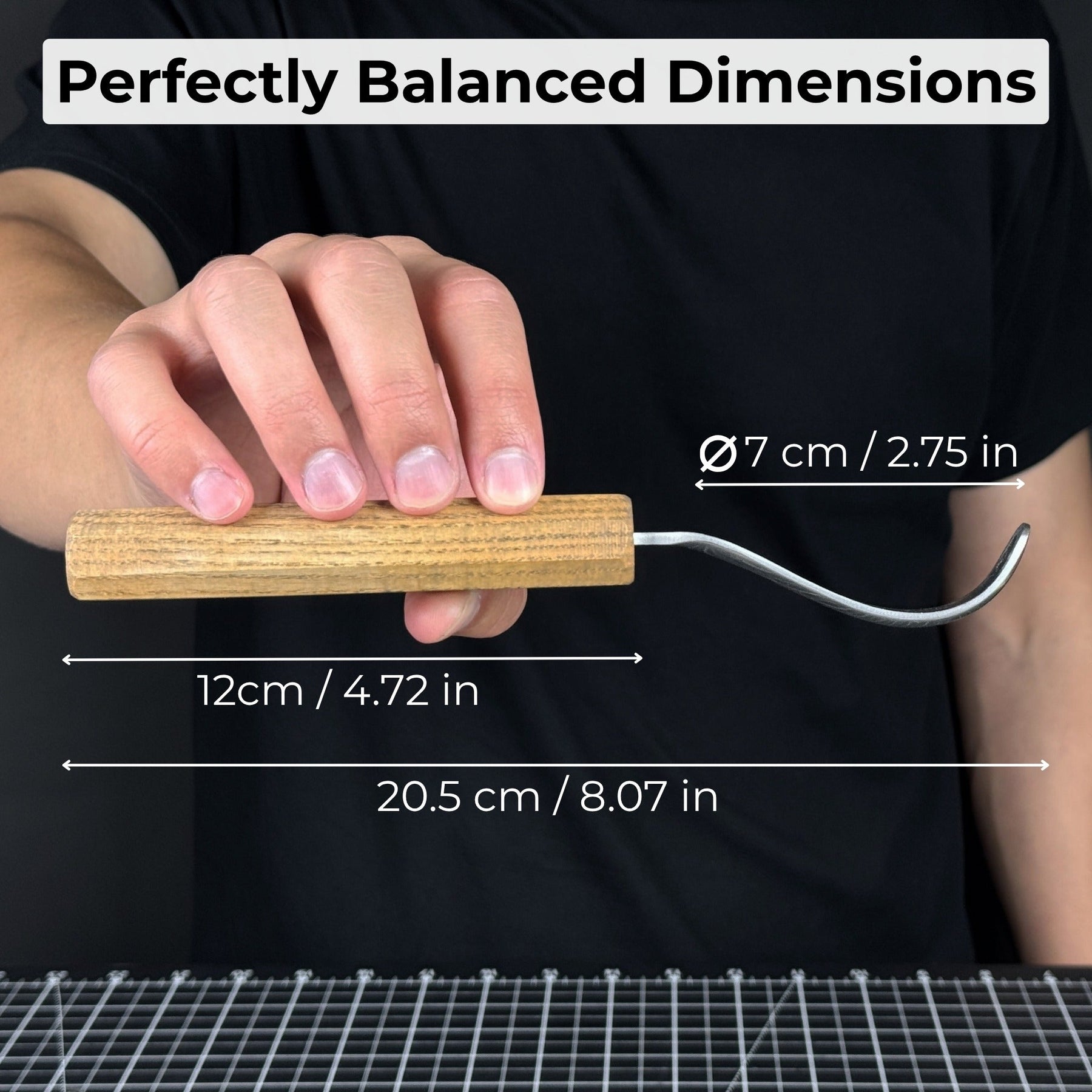 Spoon Carving Hook Knife – Long Curved Blade 7 cm (2.7 inches)