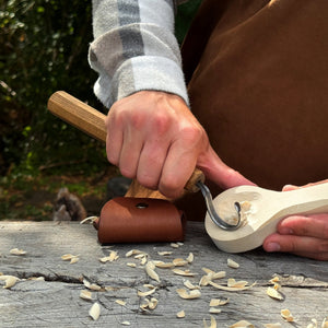 Spoon Carving Hook Knife with Leather Sheath by Sharky Forged Steel Tools — view 4