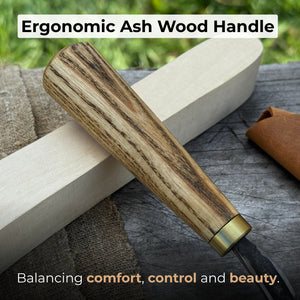 Spoon Carving Hook Knife with Leather Sheath, Blade 3.5 cm (1.38 inches)