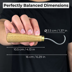 Spoon Carving Hook Knife with Leather Sheath, Blade 3.5 cm (1.38 inches)