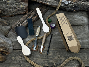 Spoon Carving Kit – Complete Starter Set with Wood, Tools & Accessories – Perfect Gift for Beginners & Hobbyists