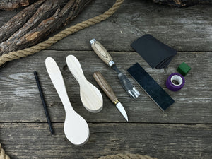 Spoon Carving Kit – Complete Starter Set with Wood, Tools & Accessories – Perfect Gift for Beginners & Hobbyists