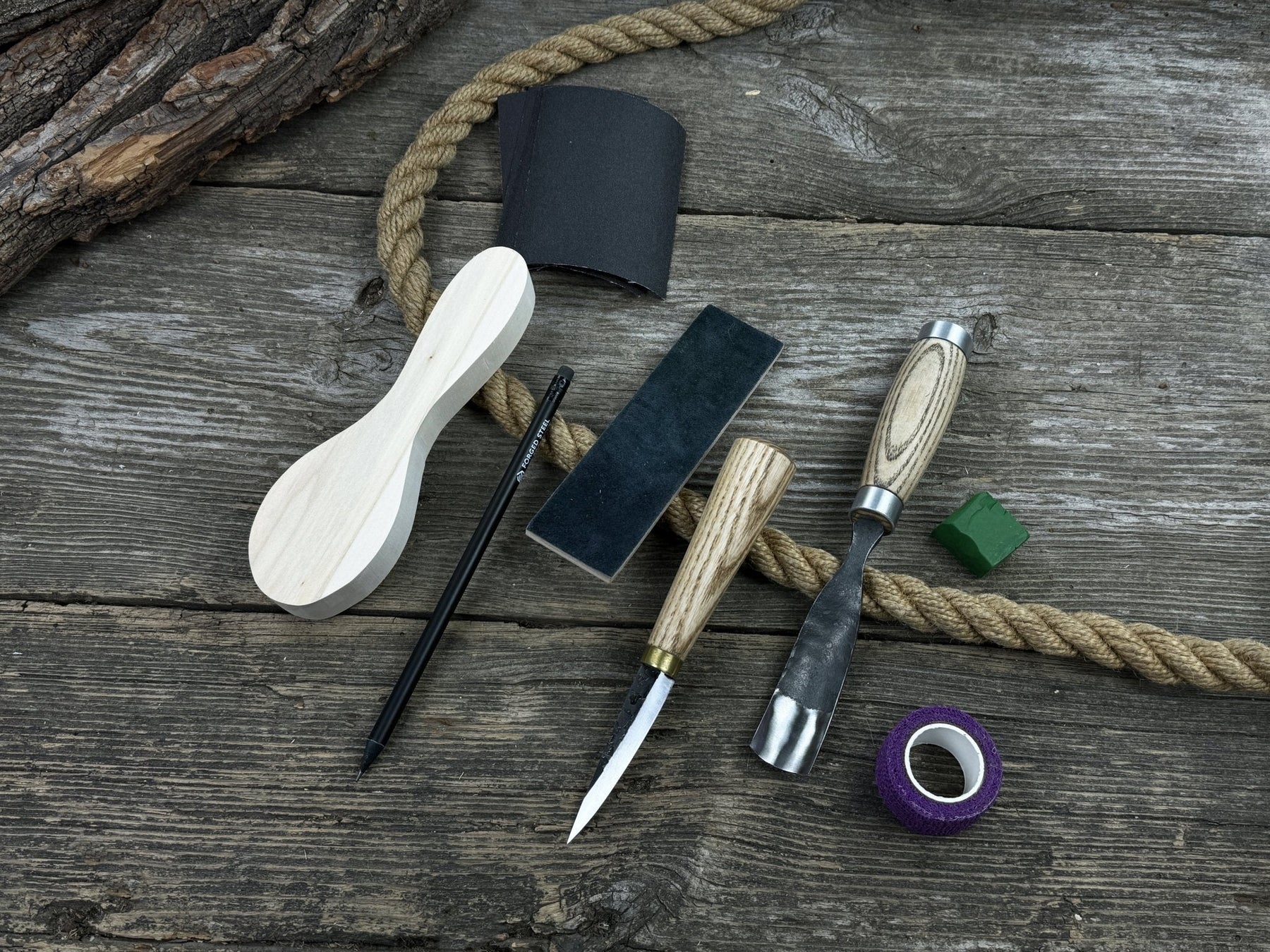 Spoon Carving Kit – Whittling Kit for Beginners with Sharpened Tools & Practice Wood