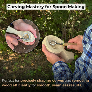 Spoon Carving Scorp (Round) Knife, ⌀3 cm (1.2 inches) with Leather Case