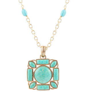 Squared Up Green Turquoise Pendant Necklace