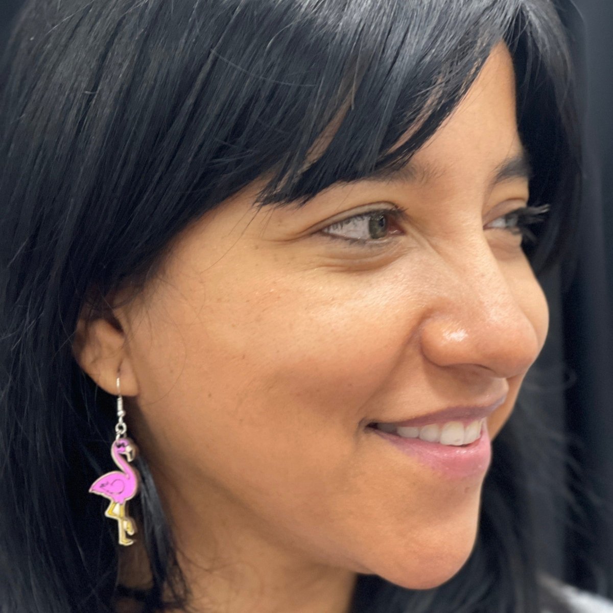 Pink Flamingo Wooden Dangle Earrings | Tropical Bird Jewelry