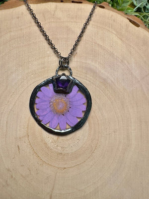 Starwhisper- Amethyst and Flower Necklace