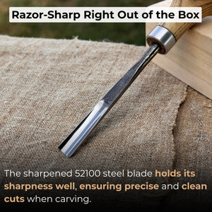 Straight Carving Gouge with Palm Handle, 5 - 12 mm (0.20 - 0.47 inches)