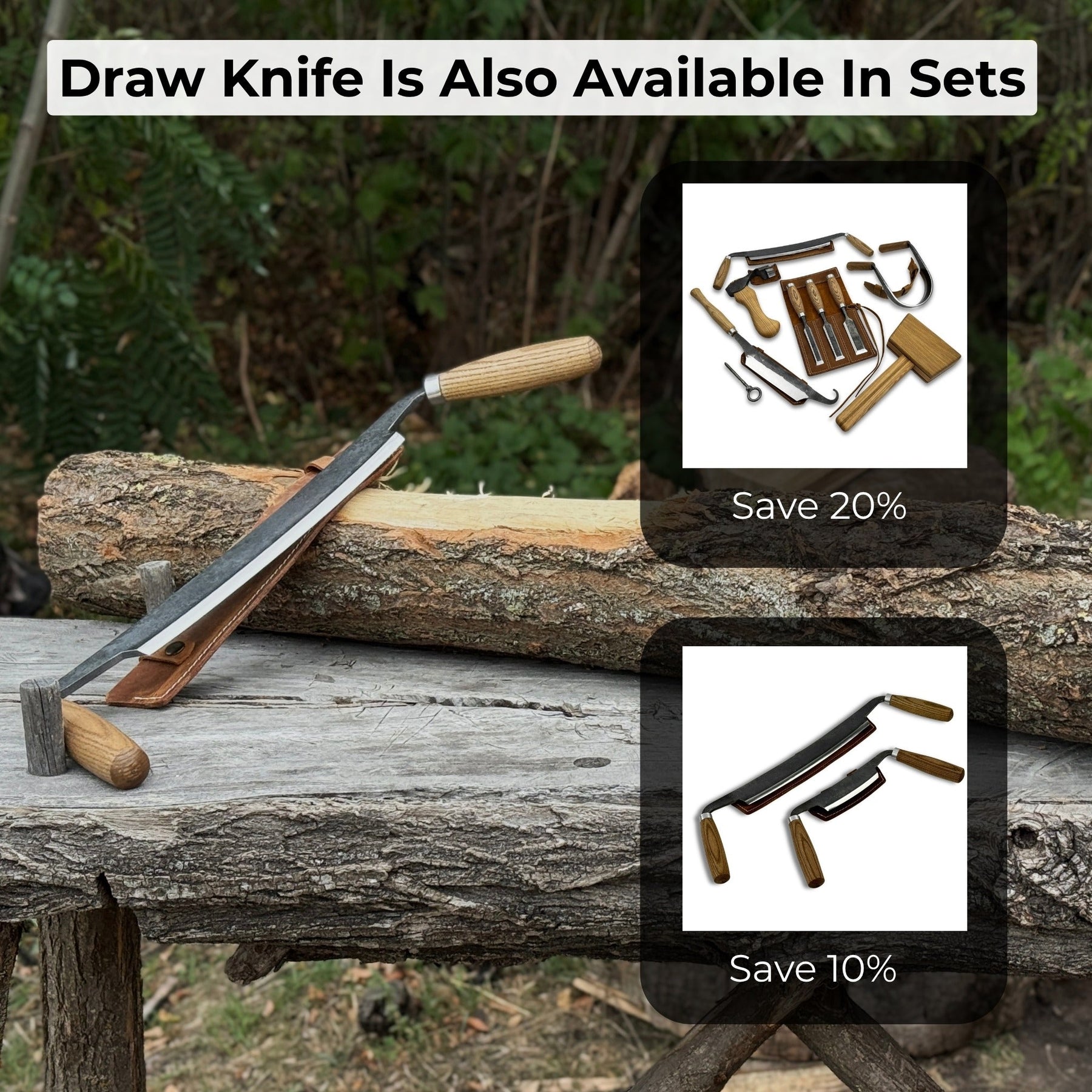 Straight Drawknife, 26 cm (10.2 inches) Cutting Edge
