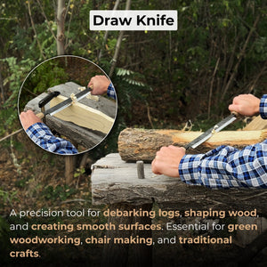Straight Drawknife with Leather Sheath, 25 cm (9.84 inches)