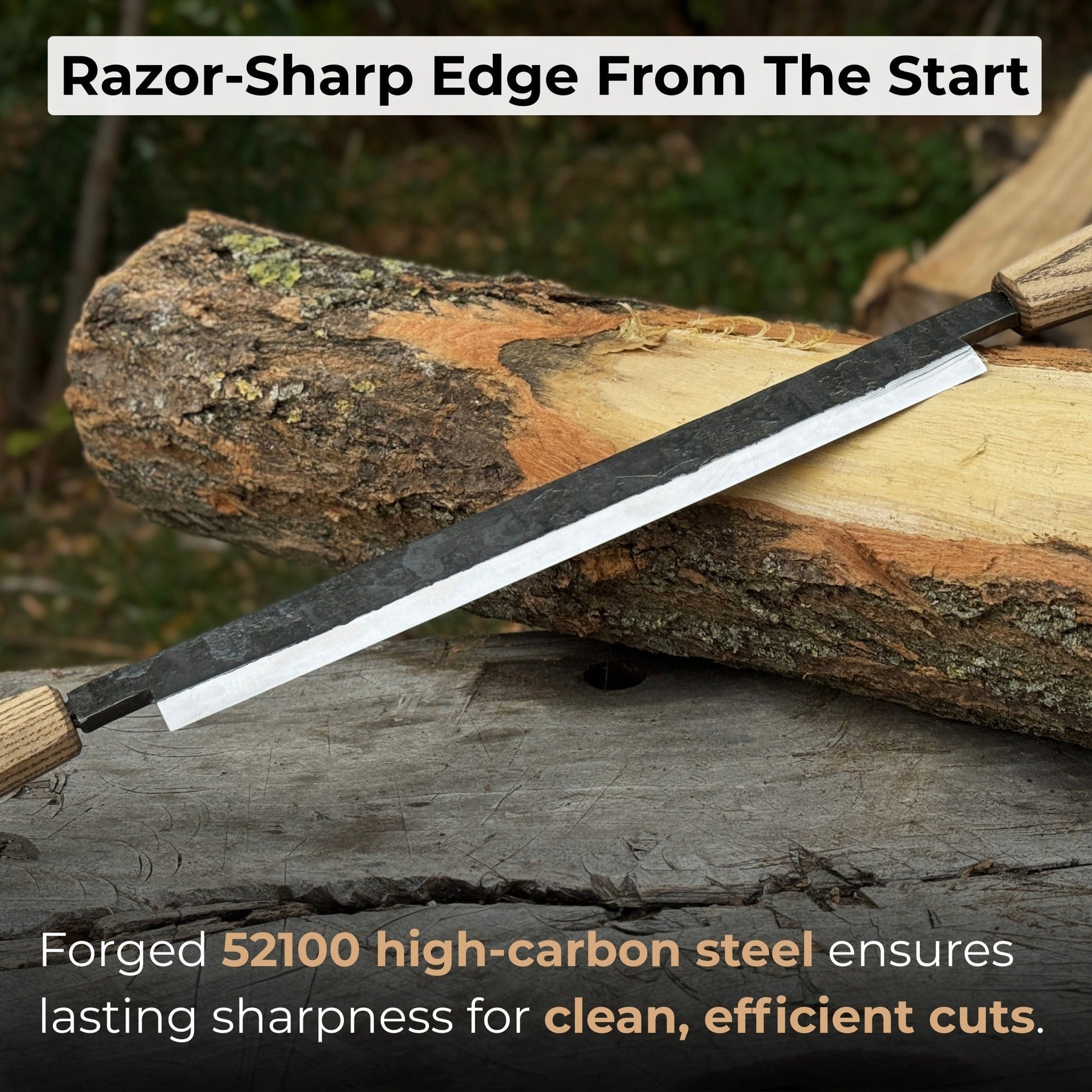Straight Drawknife with Leather Sheath, 25 cm (9.84 inches)