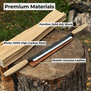Straight Drawknife with Leather Sheath, 25 cm (9.84 inches)
