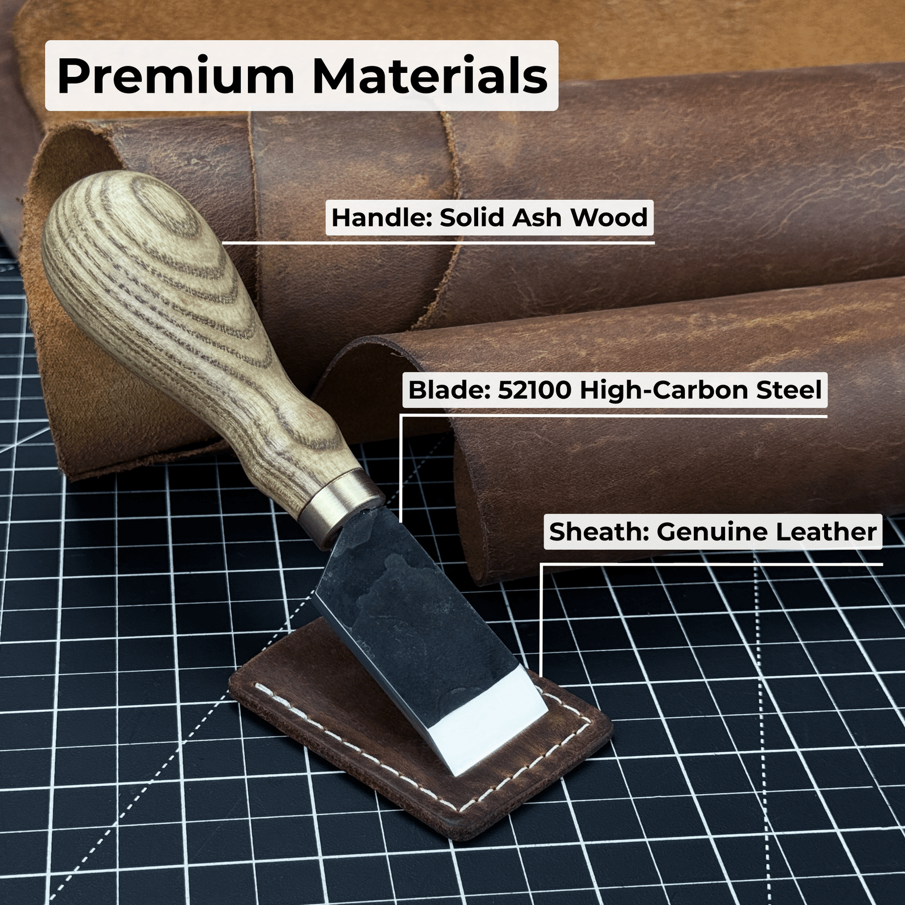 Straight Leather Skiving Knife, 3 cm (1.18 inches)