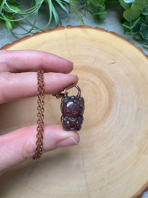 Strawberry Quartz Hello Kitty Necklace