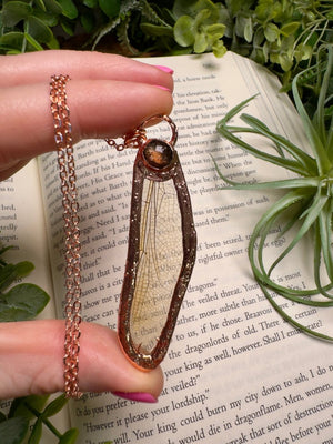 Sunstone and Dragonfly Wing Necklace