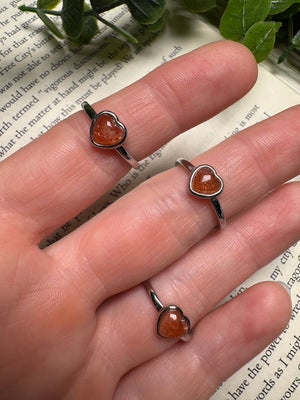 Sunstone Heart Adjustable Ring