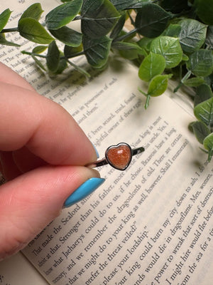 Sunstone Heart Adjustable Ring