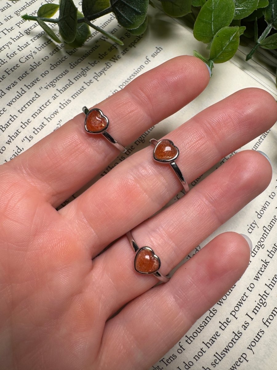 Sunstone Heart Adjustable Ring