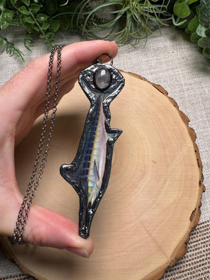 Swordfish and Rose Quartz Necklace
