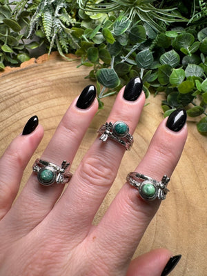 Synthetic Jade Dragonfly Ring Adjustable