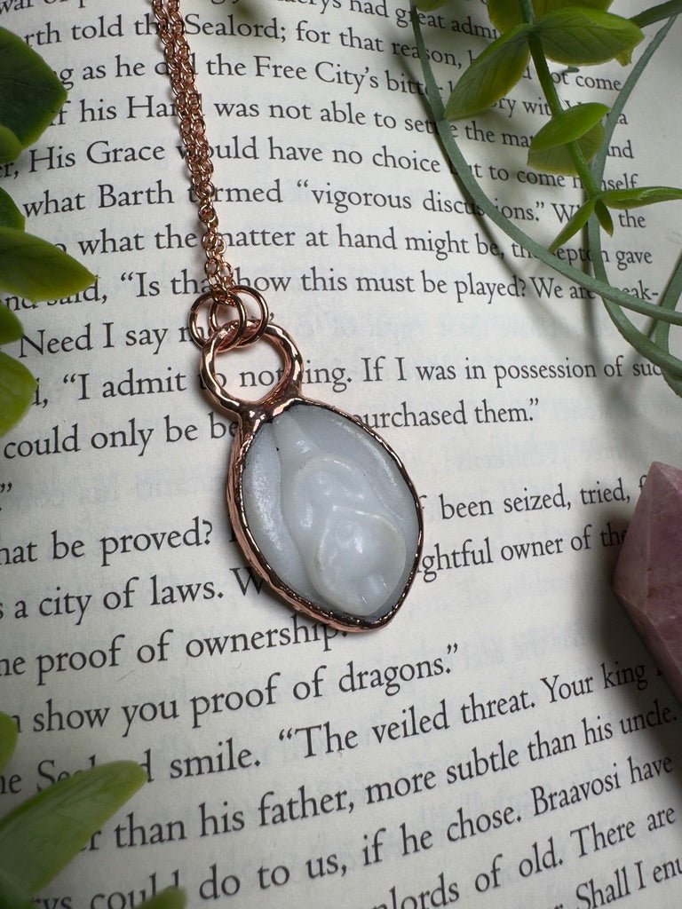 Synthetic White Jade Yoni Necklace