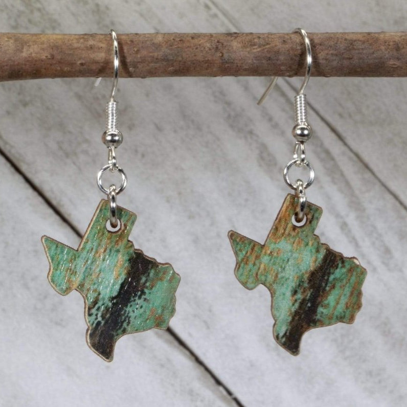 Texas State Wooden Dangle Earrings | State Pride Jewelry