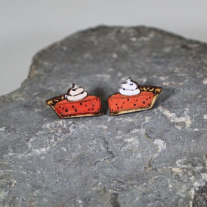 Pumpkin Pie Wooden Dangle Earrings | Thanksgiving Dessert Jewelry