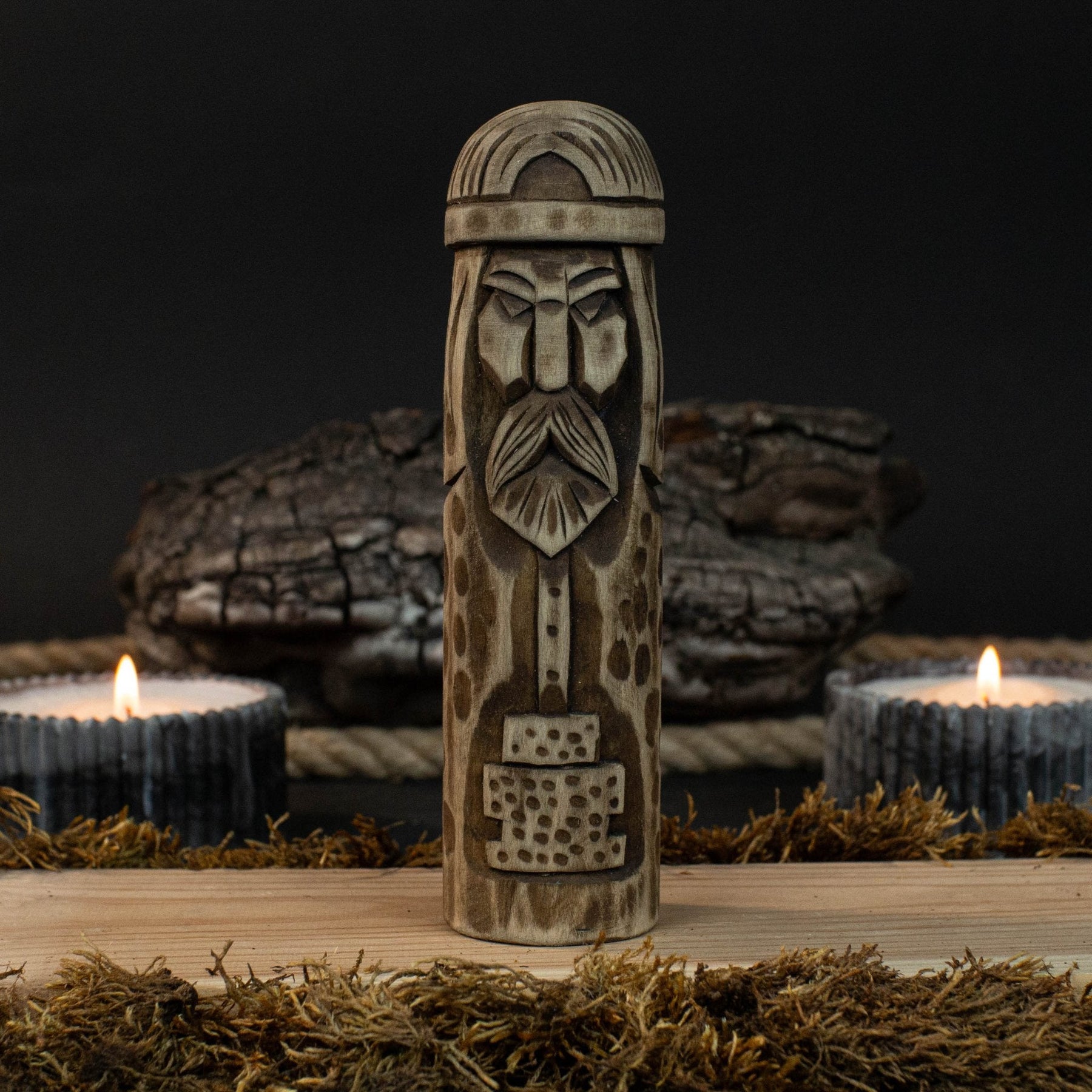 Thor Wooden Figurine – 14 cm (5.7 inches) Hand-Carved Norse God of Thunder and Strength